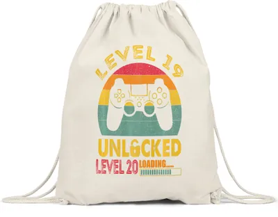 Produktbild von Level 19 Unlocked Level 20 Loading Turnbeutel Gymsack  Geburtstag Konsole Happy Birthday Controller Gamepad Spiel