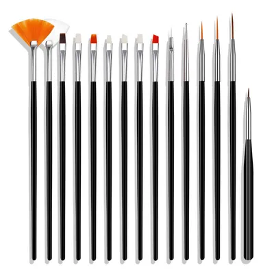 Produktbild von INF Professionelles 15-teiliges Nailart-Pinselset Schwarz