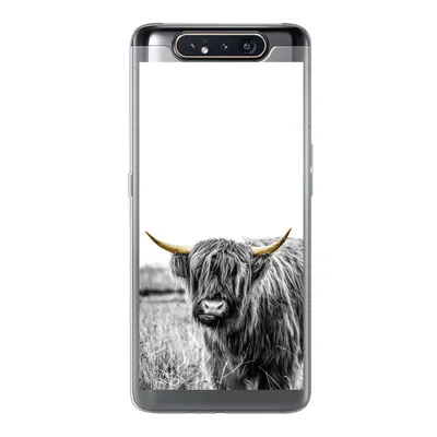 Produktbild von MuchoWow® Handyhülle Schutzhülle Hülle für Samsung Galaxy A80 Schottischer Highlander - Gold - Schwarz - Weiß Silikon Softcase Handy Hülle - Schutzdeckel