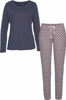 Produktbild von Vivance Dreams Pyjama 2 -teilig dunkelblau/rosa-gemustert Größe 36/38
