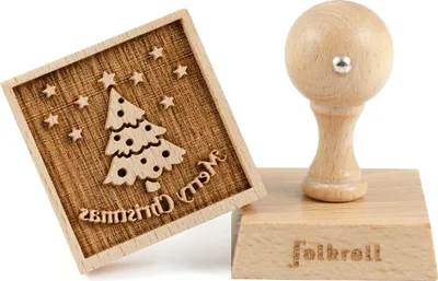 Produktbild von Folkroll Keksstempel Merry Christmas, 55x55 mm, Cookiestempel, Backstempel, Keks, Stempel, Motiv, Buchenholz, 334799