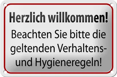 Produktbild von Blechschild Hinweis 18x12cm Verhaltens- und Hygienenregeln