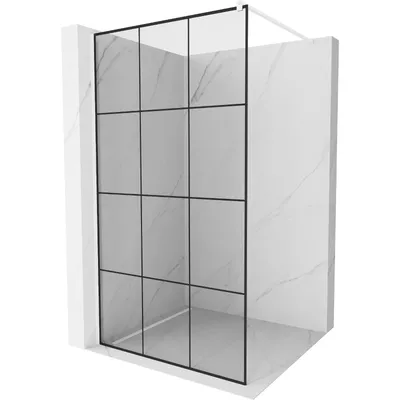 Obrázek produktu pro Mexen Kioto sprchová zástěna 100 x 200 cm, Průhledné/Černý vzor 8 mm, Bílá - 800-100-101-20-77