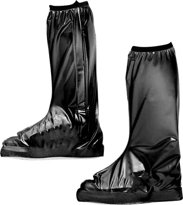 Produktbild von Rain Shoe Cover PVC Hoch Wasserdicht Verdickte Sohle Anti-Rutsch Faltbare Rain Boot Schuh Cover für Männer Frauen Outdoor Schwarz XXXL