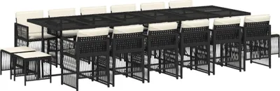 Produktbild von vidaXL 17-tlg. Garten-Essgruppe mit Kissen Schwarz Poly Rattan