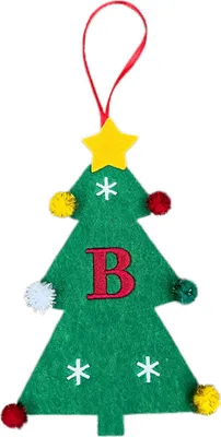 Produktbild von Weihnachtsbaum-Anhänger-Ornament mit Schlüsselband, 26 Buchstaben-Design, Filzstoff, Weihnachtsdekoration zum Aufhängen am Weihnachtsbaum