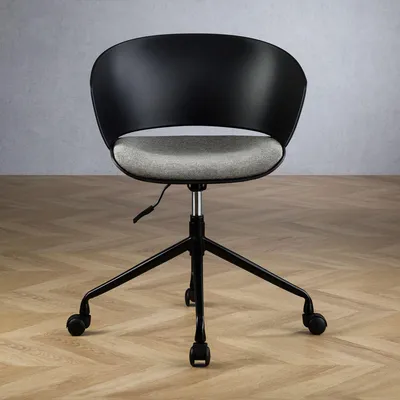 Produktbild von Drehstuhl DAGMA mit Rollen in schwarz - Bürostühl höhenverstellbar mit Sitzpolster und Rollen – Modernes Design für Home-Office und Büro