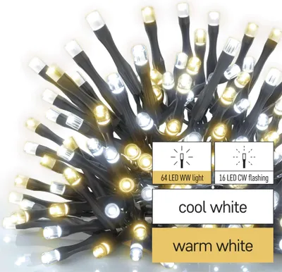 LED vánoční řetěz blikající, 8 m, venkovní i vnitřní, teplá/studená bílá, časovač