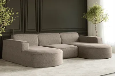 Zdjęcie produktu dla Sofa w kształcie U MODENA narożnik tkanina Verita Ciepło Beżowy