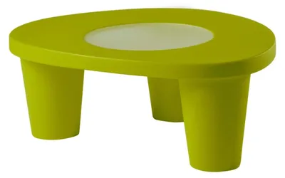 Produktbild von Moderner Gartentisch aus Polyethylen mit Glasplatte Slide Low Lita Table - Grün