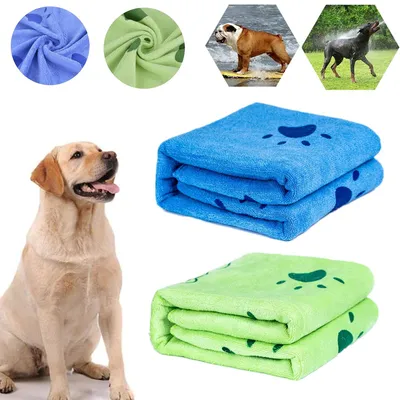 Immagine prodotto di 2 coperte in microfibra super assorbenti per cani, ideali per un'asciugatura rapida