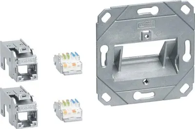 Immagine prodotto di Hager GMKSRJ45C6A2 Anschluss Modul 2x RJ45 Cat.6a f.zentralscheibe UAE 2f hfr (GMKSRJ45C6A2)