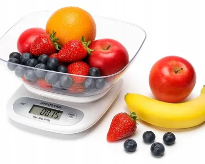 Zdjęcie produktu dla Aigostar 8433325000042, Elektroniczna waga kuchenna, 5 kg, 1 g, Biały, Kopolimer akrylonitrylo-butadieno-styrenowy (ABS), Blat