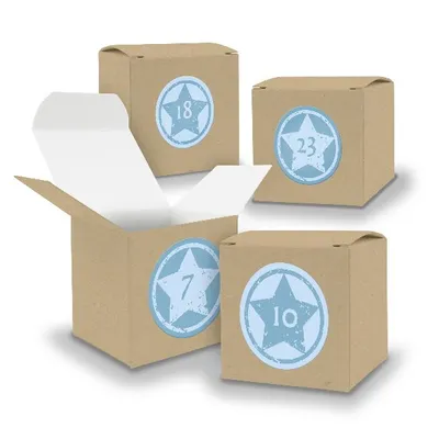 Produktbild von Adventskalender zum Füllen 24x Würfel 6,5cm BRAUN + Sticker V05 Z22