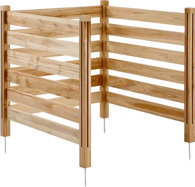 Produktbild von VEVOR Sichtschutzzaun aus Holz, 91,4 cm B x 91,4 cm L, 3-Platten-Lamellenzaun für Klimaanlagen, Umzäunung für Poolausrüstung mit Metallpfählen, einfache DIY-Montage, Mülltonnenversteck für den Außenbereich als Gartendekoration