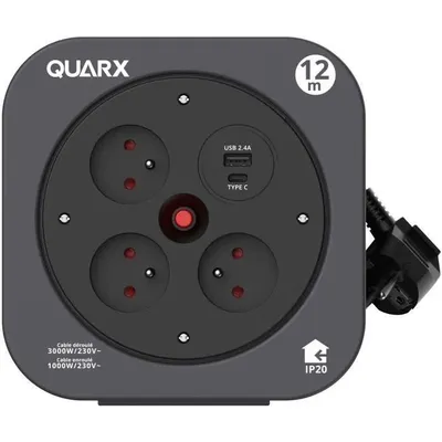 Produktbild von S-Box 12 m Haushaltskabeltrommel, 3 x 16A-Steckdosen + USB A und USB C