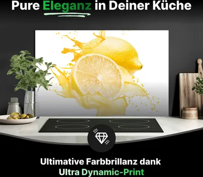 Produktbild von Spritzschutz Küchenrückwand Glas 80 x 40 cm Zitronen in gelbem Saft - RUECKWAND24