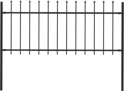 Obrázok produktu pre Maison Exclusive - Záhradný plot s vrchnou časťou z ocele 181x80 cm čierny