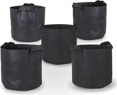 Immagine prodotto di Borsa da giardino 5 10 20 galloni per l'aerazione Vasi in tessuto nero con manici Borse per fioriere - 10