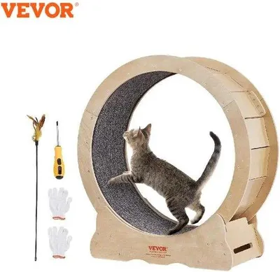 Produktbild von Famanu Katzenlaufrad - 75 cm, mit abnehmbarem Teppich, aus massivem Holz