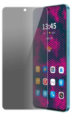 A privacy screen protector is shown on a smartphone screen.