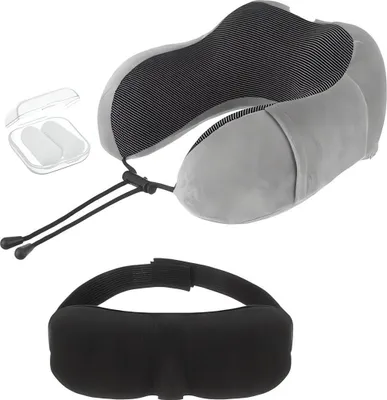 Immagine prodotto di Xtrobb 26087 Set da viaggio 3D per dormire 3 in 1, grigio