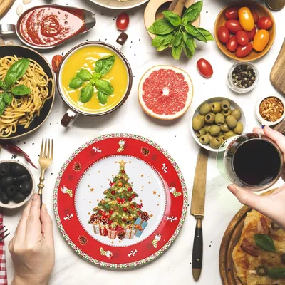 Produktbild von Hoshisea Keramisches Weihnachtsgeschirr, Weihnachtsdinner-Teller, Keramischer Weihnachtsteller, Geeignet für Weihnachten, Feiern, Dinner und Kann Auch Als Geschenk An Freunde Gegeben Werden