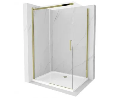 Zdjęcie produktu dla Mexen Omega kabina prysznicowa rozsuwana 120 x 80 cm, transparent, złota + brodzik Flat - 825-120-080-50-00-4010