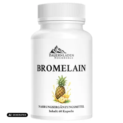 Produktbild von Bauernladen Nockberge | Bromelain Kapseln | 1.500 mg Bromelain Tagesdosis, KI-generiertes Bild