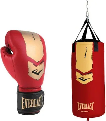 Produktbild von Everlast Prospect 2 Boxsack-Kit mit Handschuhen Rot/Gold