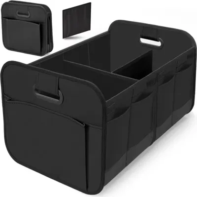 Produktbild von OKWISH Kofferraumtaschen, Kofferraum-Organizer Auto, Robuste Aufbewahrungsbox für den Kofferraum, Faltbarer Auto-Organizer, Rutschfest & Stabil, Schwarz