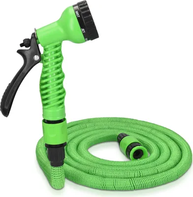 Produktbild von Navaris Flexibler Gartenschlauch 10-30m - mit 7 Funktionen Brause und Schnelladaptern - Wasserschlauch flexibel dehnbar mit Textilhülle - Schlauch
