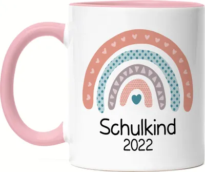 Produktbild von Schulkind 2022 Tasse Rosa Einschulungsgeschenk Grundschule 1. Klasse Schulstart Rosa Mädchen Motiv