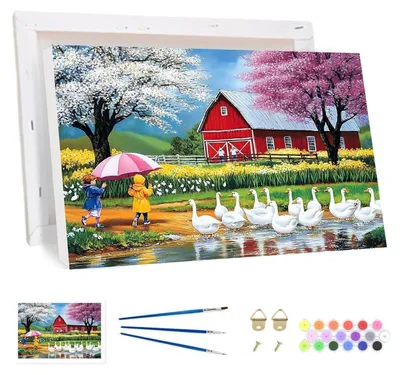 Image de Kit de peinture par numéros pour adultes, paysage, avec cadre, sur toile, format 20x30 cm