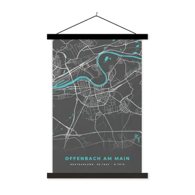 Produktbild von MuchoWow® Textilposter Deutschland - Blau - Offenbach am Main - Stadtplan - Karte 60x90 cm mit schwarzem Rahmen - Poster Wohnzimmer