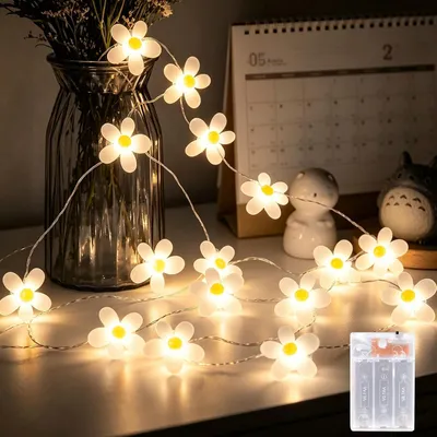 Obrázok produktu pre LED svetelný reťazec, 2 metre – 20 LED – Napájanie: batérie – Teplá biela farba – Vhodný na vnútorné aj vonkajšie použitie