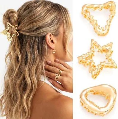 Produktbild von Goldfarbene Metall-Haarspangen und kleine Haarklammern für Damen
