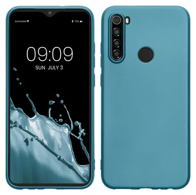 Produktbild von kwmobile Handyhülle für Xiaomi Redmi Note 8 (2019 / 2021) Hülle - Silikon Case metallisch schimmernd - Schutzhülle Cover - Metallic Karibikblau