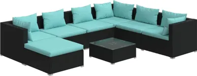 Produktbild von vidaXL 8-tlg. Garten-Lounge-Set mit Kissen Poly Rattan Schwarz