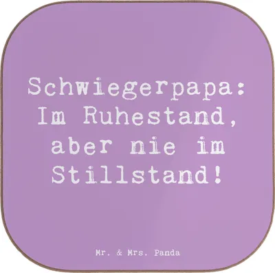 Produktbild von Mr. & Mrs. Panda Untersetzer für Gläser Spruch Schwiegerpapa Ruhestand - Lavendeltraum - Geschenk, Tassenuntersetzer, Schwiegervater, Dankeschön, Glas, gläseruntersetzer