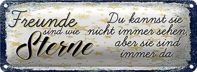 Produktbild von Blechschild Spruch Freunde wie Sterne sind immer da 27x10cm