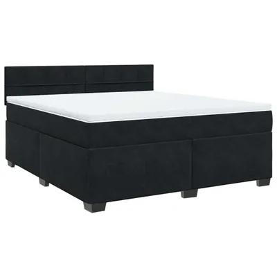 Produktbild von Boxspringbett mit Matratze Schwarz 180x200 cm Samt