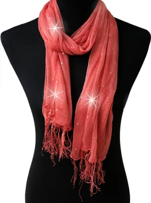 Produktbild von Halstuch Schal Tuch Stola Damenschal Glitzerpunkte Fransenschal peach T5223