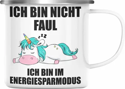 Produktbild von Trendation - Faule Kollegin Geschenk Arbeitskollege Lustige Emaille Tasse mit Sprüchen (Silber)