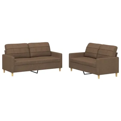 Produktbild von 2-tlg. Sofagarnitur mit Kissen Braun Stoff