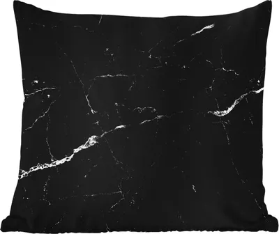 Produktbild von MuchoWow® Outdoor Kissen - Marmoroptik - Schwarz - Luxus - 50x50 cm - Wetterfest - Lounge Kissen - Komfortabel - Kissen mit Bild