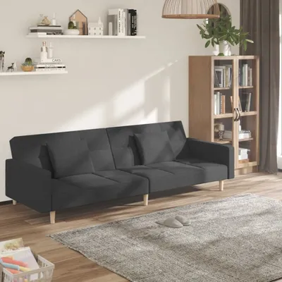Produktbild von ZMH Schlafsofa 2-Sitzer mit 2 Kissen Dunkelgrau Stoff
