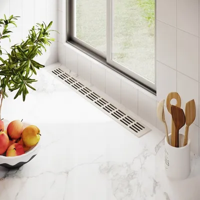 Produktbild von Aluminium Lüftungsgitter 60mm x 200mm Stegblech Lüftung Heizungsdeckel Weiß RAL 9010
