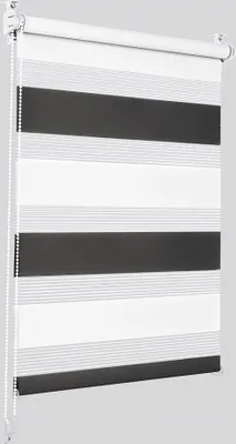 Obrázek produktu pro Sonello dvojitá roleta Klemmfix bez vrtání Duo roleta Klemmrollo roleta s ochranou proti slunci okenní roleta na okna a dveře zebra roleta roleta s bočním vedením 110 cm x 150 cm Černý/bílý