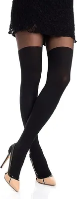 Immagine prodotto di cofi1453® Collant donna con effetto overknees 40-/120 DEN Cotone Tassello Donna Nero S/M